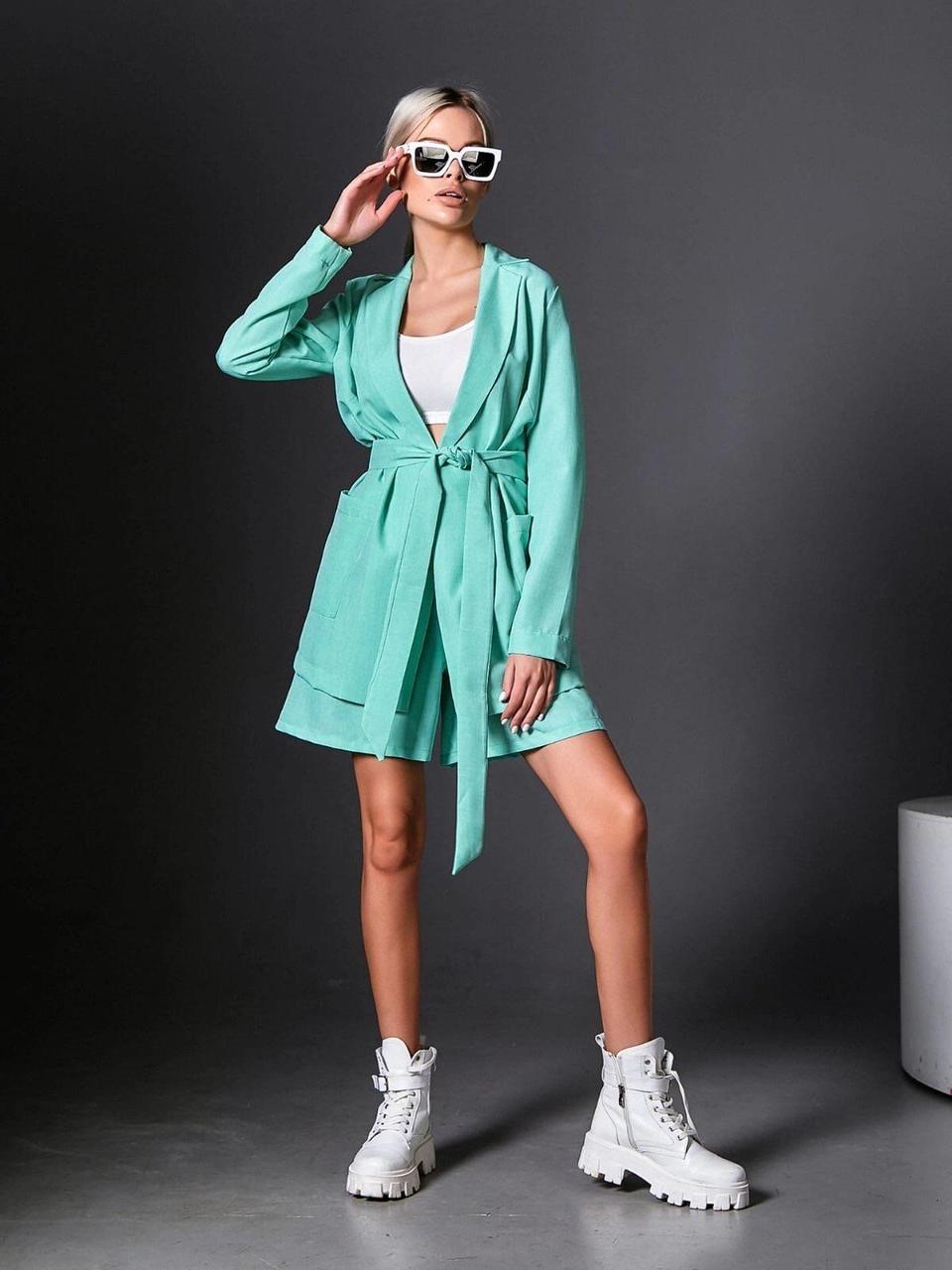 Шикарный Женский Костюм Пиджак+Шорты Ткань "Лен" 42, 44, 46 Размер 42 ...