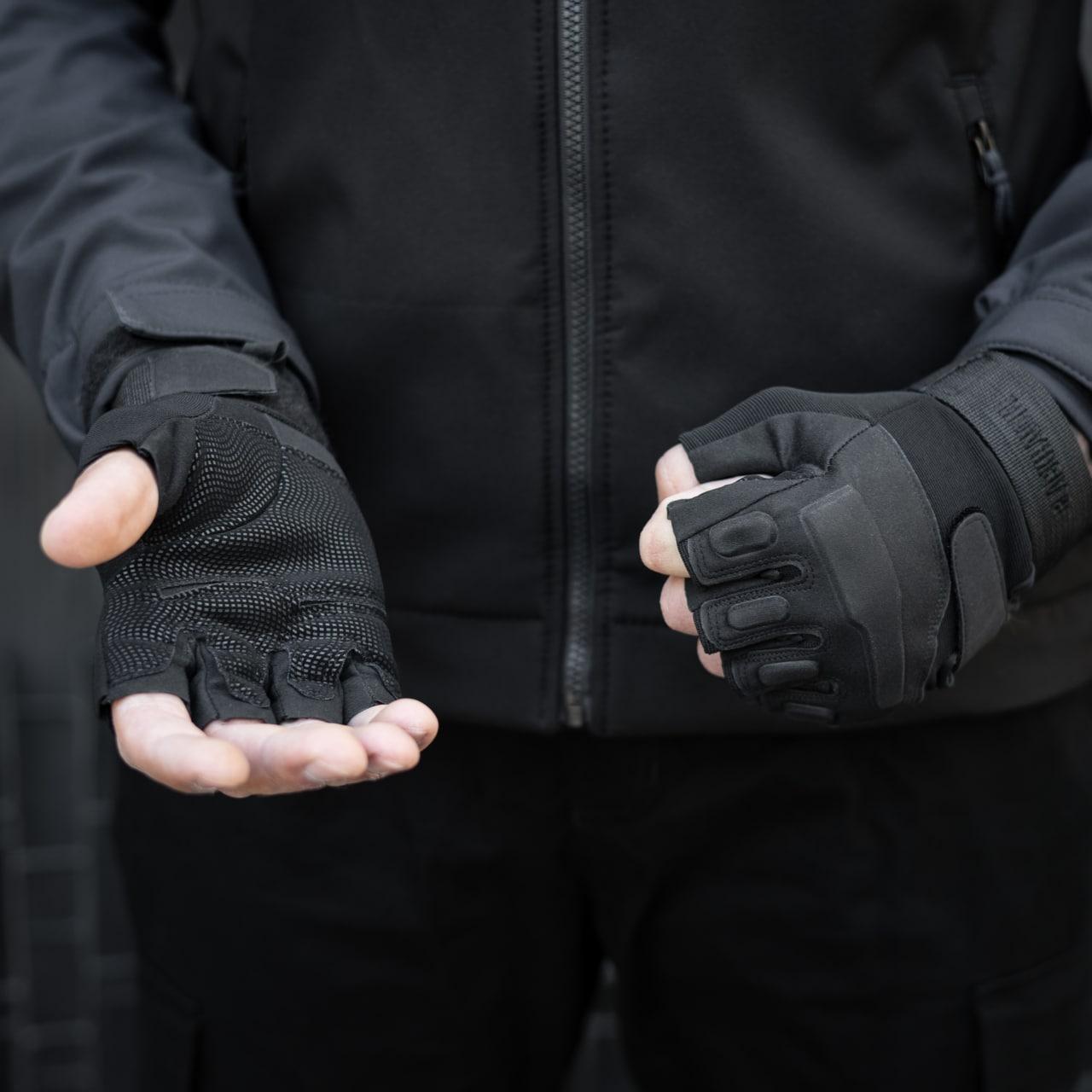 Тактические беспалые перчатки (военные, армейские, защитные, охотничьи) Черные, S - фото 6 - id-p1620211516