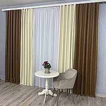 Штори мікровелюр Дует №450 коричневий-крем, фото 2