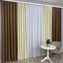 Штори мікровелюр Дует №450 коричневий-крем, фото 4