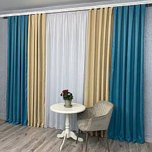 Штори мікровелюр Дует №450 бірюза-беж, фото 3