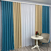 Штори мікровелюр Дует №450 бірюза-беж, фото 4