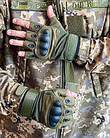 Тактические безпалые перчатки для военных в цвете олива / Все размеры и отличное качество