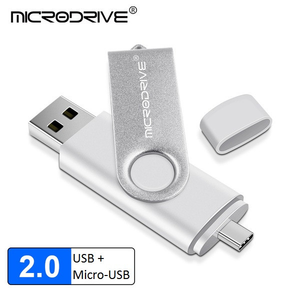 USB Флешка 2в1 128ГБ MicroUSB/USB 2.0 для телефону, комп'ютера OTG MicroDrive 128GB Білий, фото 1