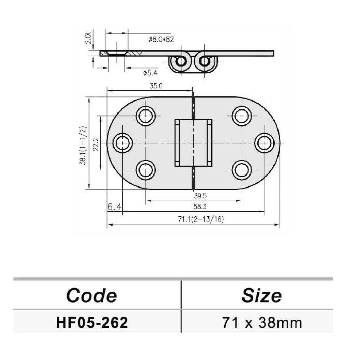 Петля STAMPED HINGES, 71 X 38MM HF05-262, фото 1