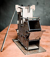 Ракетная мини печь на дровах для туризма и рыбалки, походная турбопечка (сталь 3 мм)