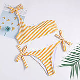 Роздільний купальник у полоску з бретелею на одне плече, фото 2