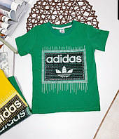 Детская футболка для мальчика с надписью "Adidas" в зеленом цвете
