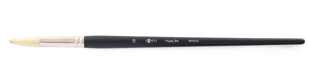 Пензель художні щетина Santi Highly Pro довга ручка круглий No10. код: 310679