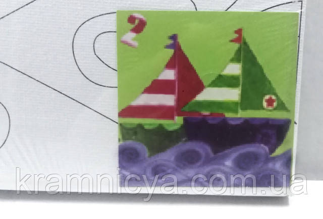 Полотно 25х25 з контурним зображенням Кораблики 951011 купити купити Полотно з контуром Кораблики 951011 з акриловими фарбами