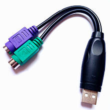 Перехідник-конвертер USB - 2*PS/2 TRY чорний новий
