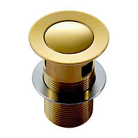 Донный клапан Click-Clack для раковины IMPRESE 38мм с переливом латунь 1 1/4" золотой PP280zlato