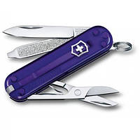 Ніж-брелок Victorinox Classic SD Transparent Colors Persian Indigo (0.6223.T29G) 7 функцій, 58 мм, Gift Box