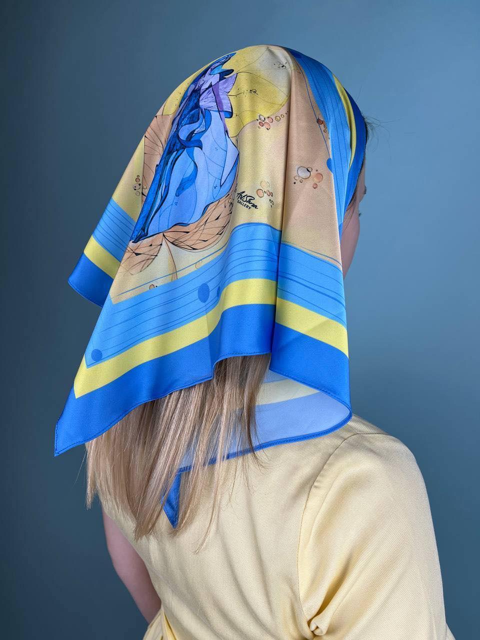 Шовкова хустинка з авторським дизайном від ArtSana "Українська мавка". Колекція "Україна"