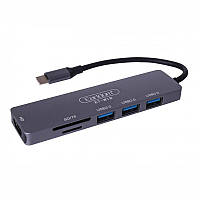 Хаб-перехідник 6 в 1 Earldom ET-W18 4K HDMI USB з HUB (1xSD/microSD, 3xUSB 3.0, TF) - Чорний