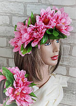 Український віночок з квітів на голову "Лілії"