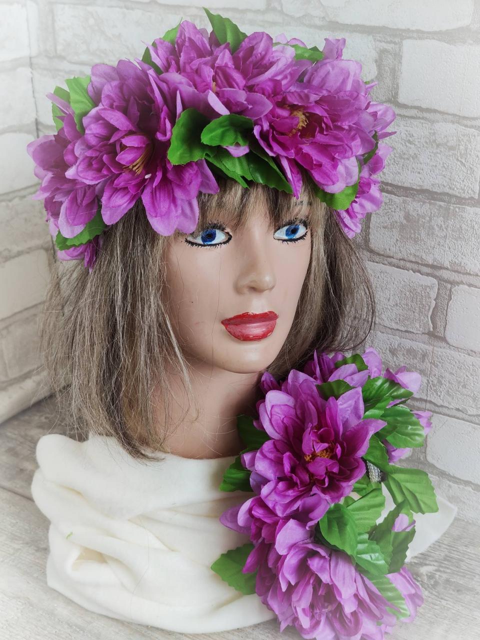 Український віночок з квітів на голову "Лілії", фото 1