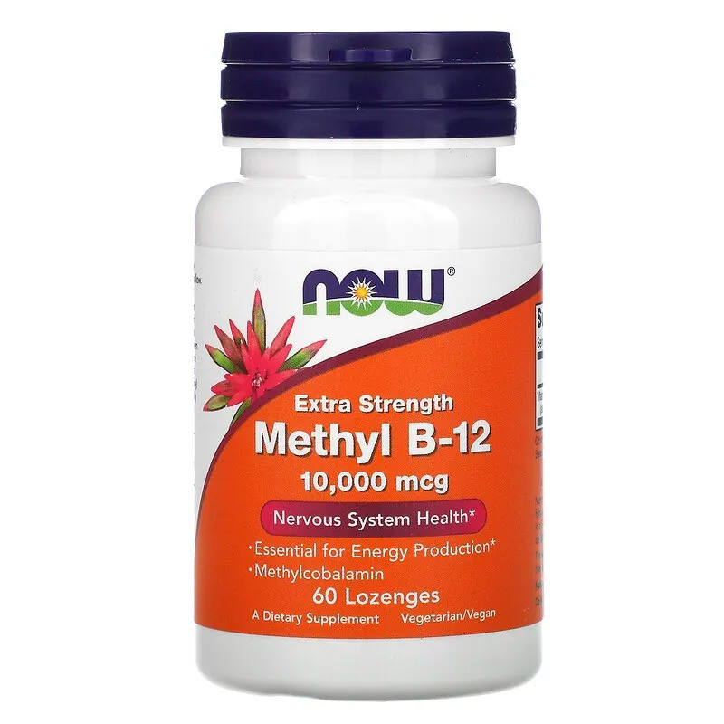 Вітамін В12 NOW Foods "Methyl B-12" екстра сила, 10000 мкг (60 льодяників)