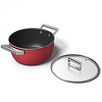 Каструля з двома ручками 26 см СМЕГ із кришкою, 7,7 л, червоний