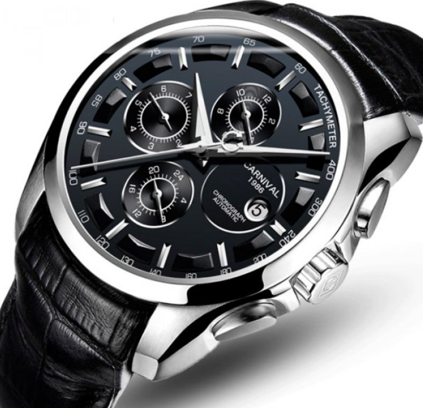 Часы Мужские Классика, Часы Механические Мужские на Кожаном Ремешке с ...