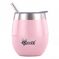 Бокал для напитков Cheeki со стальной трубочкой 220ml Pink Champagne WTB220PC1