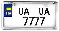 Рамка квадратная для номерного знака USA Type (CarLife) NH460 нержавейка хром