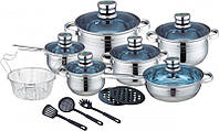 Набор посуды с термодатчиком, фритюрницей и кухонными приборами с многослойным от Royalty Line НА 18 ПРЕДМЕТОВ