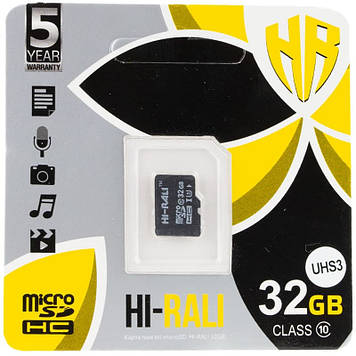Картка пам'яті Hi-Rali microSDXC (UHS-3) 32 GB Card Class 10 без адаптера