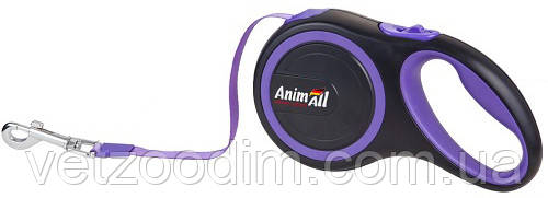 Повідець -рулетка AnimAll L до 50 кг, 5 м Фіолетово-чорний, фото 1