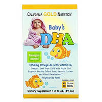 Омега-3 с витамином D3 для деток, California Gold Nutrition Baby's DHA Omega-3 with Vitamin D3 59 мл