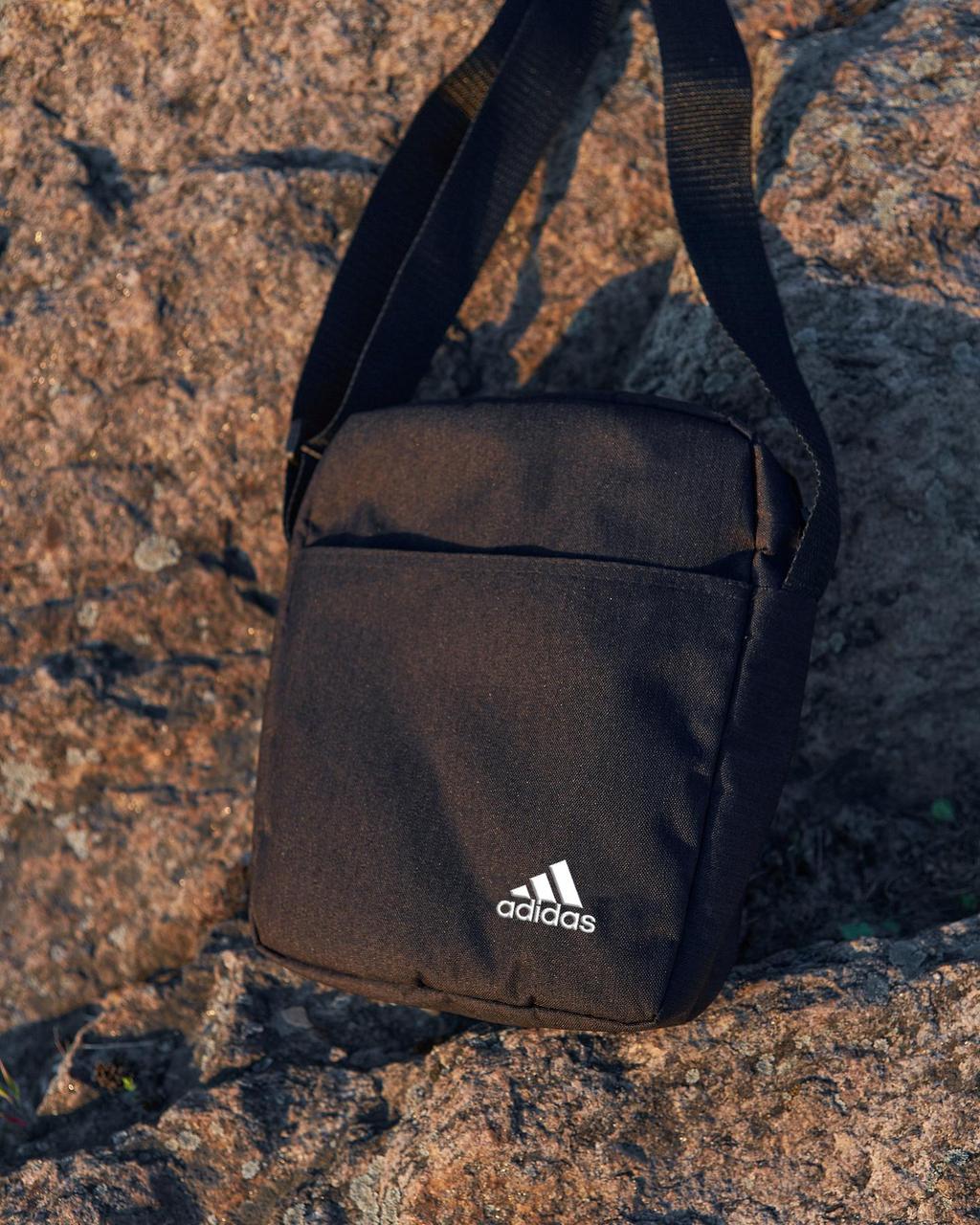 Барсетка чоловіча жіноча Adidas чорна сумка чоловіча через плече адідас мессенджер тканинний