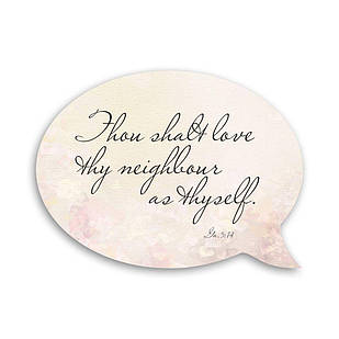 Декоративний дерев'яний магніт-вислів Thou shalt love they neighbour хрмв0001а