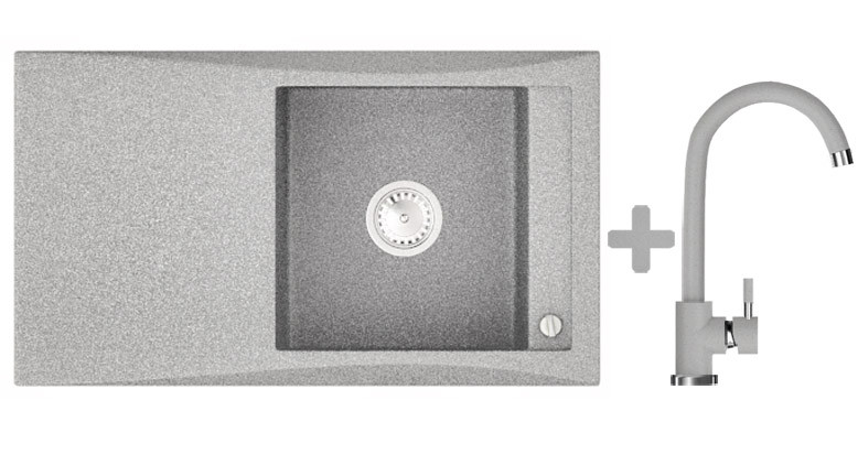 Комплект: мийка гранітна ASKANIA STELLA 80 Сірий+ Кран