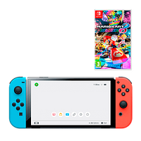 Набір Консоль Nintendo Switch OLED Model HEG-001 64GB Blue Red Новий + Гра Nintendo Switch Mario Kart 8 Deluxe Російські Субтитри