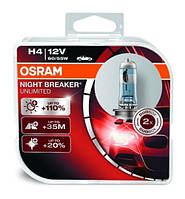 Автомобильные лампы OSRAM 12V H4 60/55W +110% Night Breaker Unlimited (64193 NBU-ВОХ)