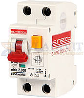 Дифавтомат e.industrial.elcb.2.C06.300, 2р, 6А, С, 300 мА, E.NEXT (i0230007)