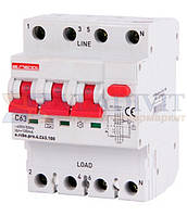 Дифавтомат з захистом від надструмів e.rcbo.pro.4.C63.100, 3P+N, 63А, С, тип А, 100мА, E.NEXT