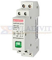 Кнопка з індикатором з фіксатором на DIN-рейку e.pbif.din.green, зелена, E.NEXT (i0790006)