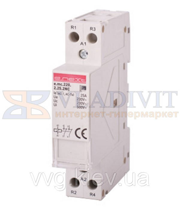 Модульний контактор e.mc.220.2.25.2NC, 2р, 25 А, 2NC, 220 В, E.NEXT (p005025)
