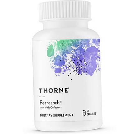 Залізо з вітаміном В6 В12 Thorne Research Ferrasorb 60 caps, фото 4