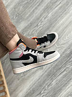 Кроси жіночі Nike Air Jordan Retro 1. Жіноче взуття Найк на кожен день. Стильні кросівки світло-сірі., фото 3