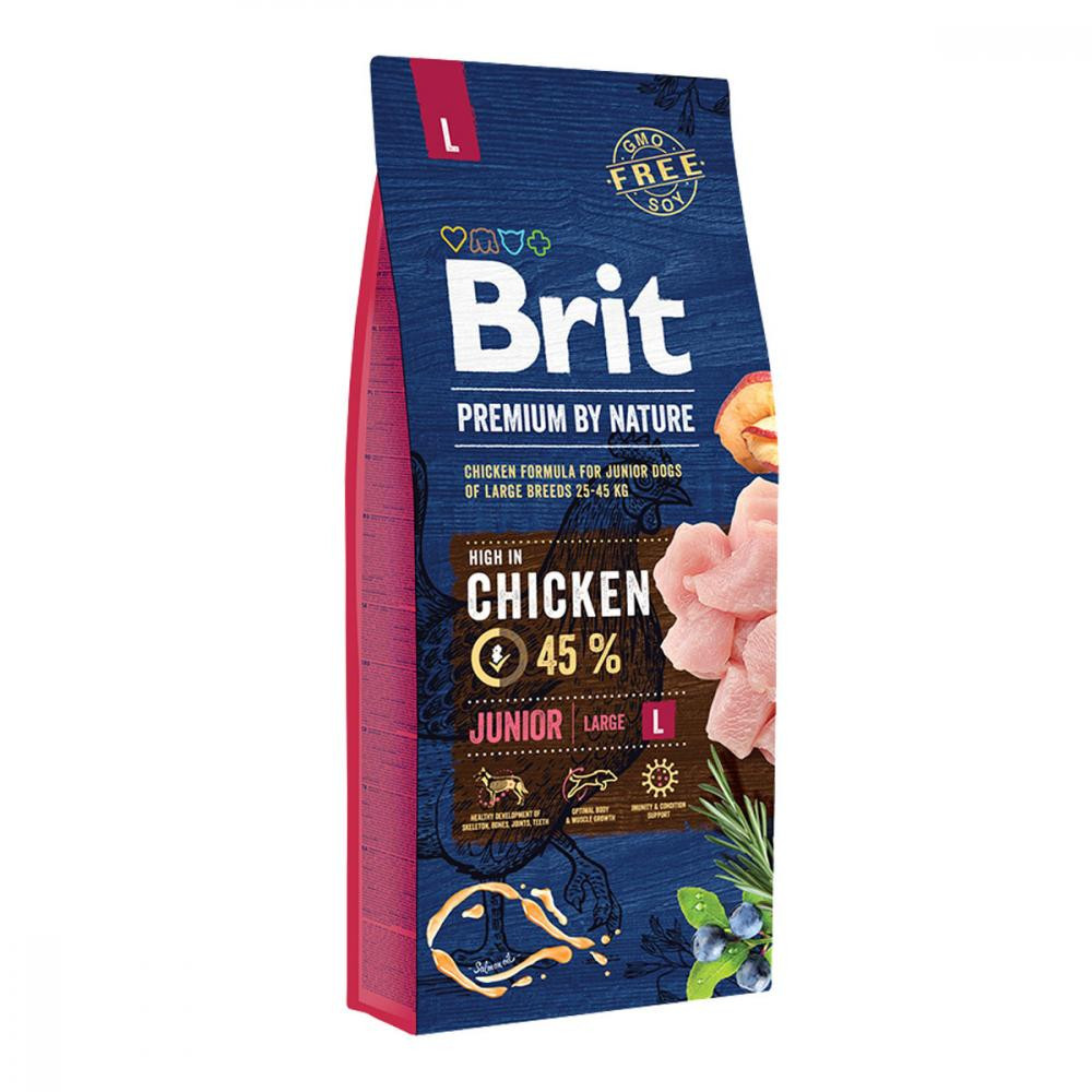 Сухий корм Brit Premium Junior L для цуценят і молодих собак великих порід, курка15 кг, фото 1