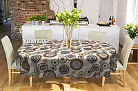 Скатерть тефлоновая овальная круги серые коричневые