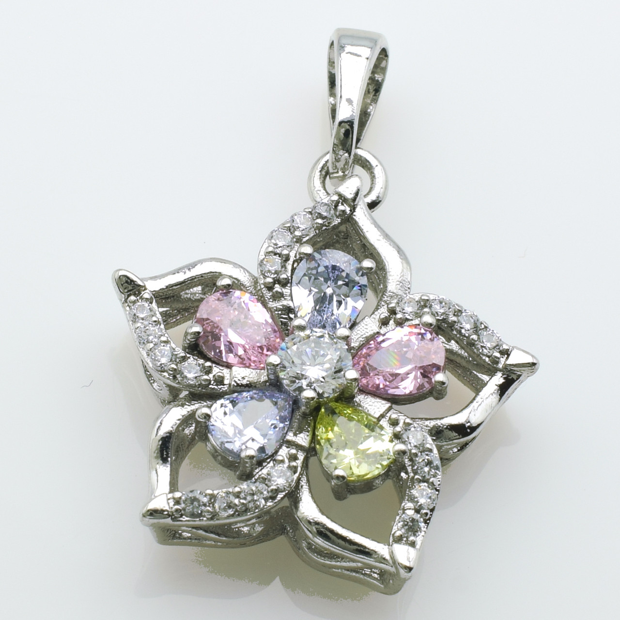 XUPING Кулон Родій з ніжними різнокольоровими цирконами Висота 2.5см, Ширина 1.8см, фото 1