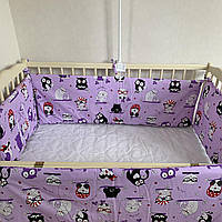 Защита, бортики для детской кроватки 120х60 см "Совята фиолетовая