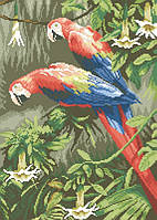 Малюнок на канві для вишивки нитками 62352 Папуги
