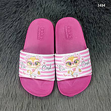 Дитячі модні шльопанці сланці рожеві з симпатичною совою
