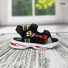 Дитячі босоніжки сандалі для хлопчика відкриті чорні на липучках біла підошва 23