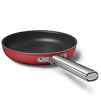 Сковорідка зі сталевою ручкою 28 см Smeg без кришки, червоний
