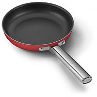 Сковорідка зі сталевою ручкою 26 см Smeg без кришки, червоний
